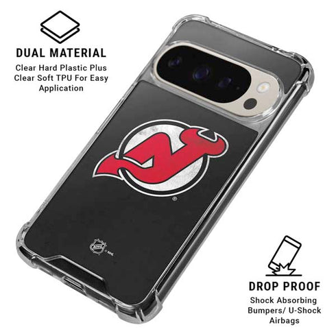 NHL New Jersey Devils Distressed Pixel 9/9 Pro Clear Case